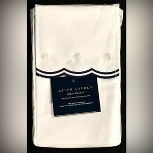 $200 NEW RALPH LAUREN HOME KING PILLOWCASES 500 TC MALIN SCALOP POLO NAVY